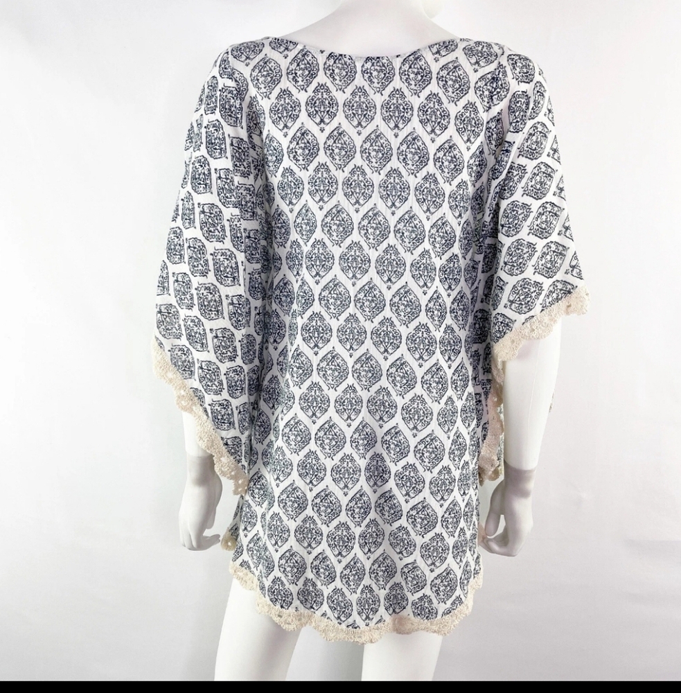 Eberjey Kaftan Tunic Cover Up Damask Print Bohoemian Mini Beach Dress S M - Picture 13 of 13